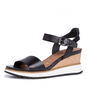 Tamaris Peep Toe Wedge Sandals - Black