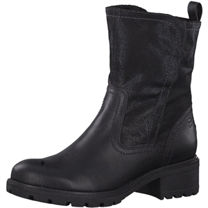 Tamaris Leather Black Rugged Comfortable Boots  - Block Heel