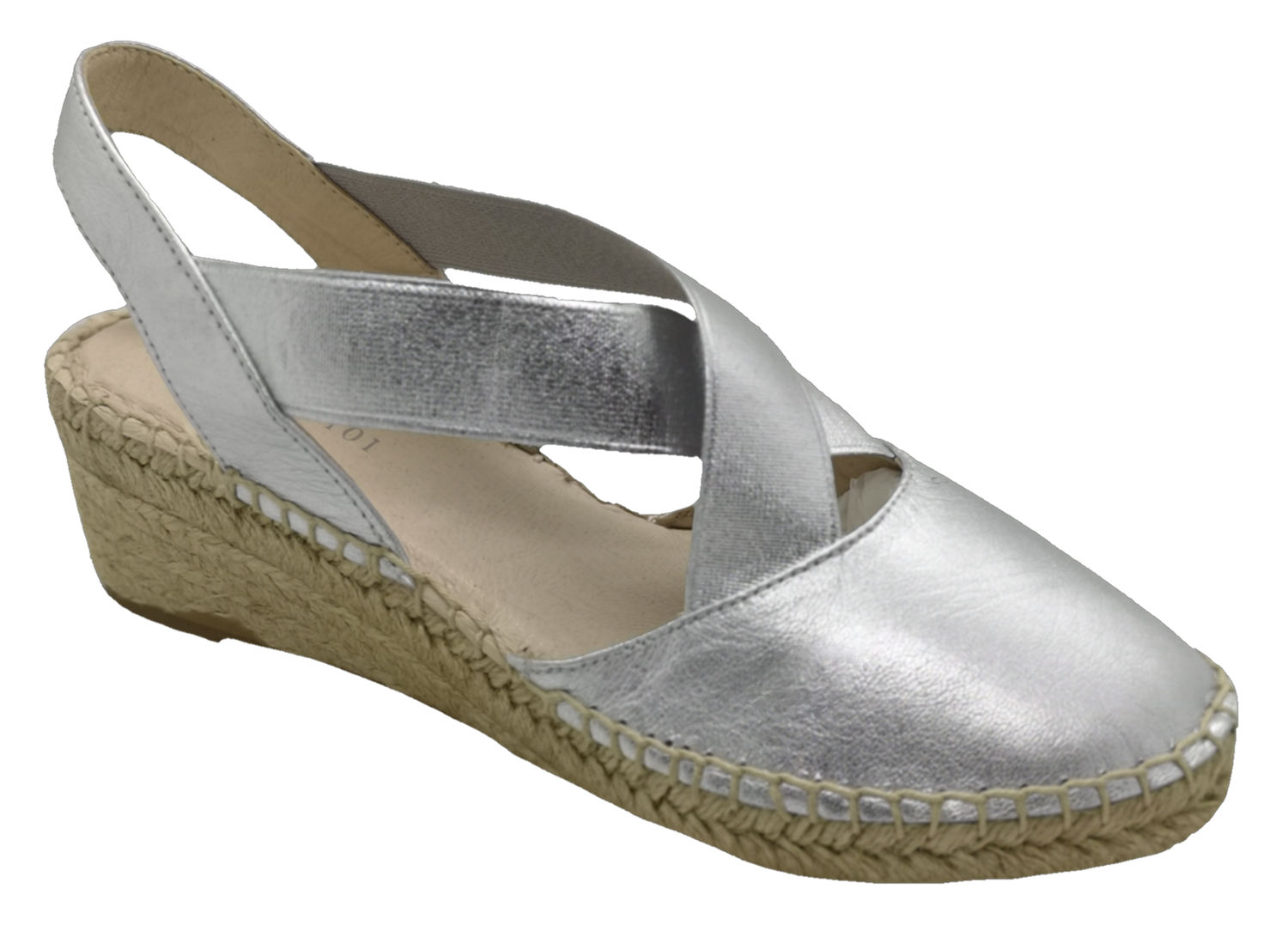 Silver Espadrilles Wedge Heel Closed-Toe Women's Shoes - Footsie CS19 ...