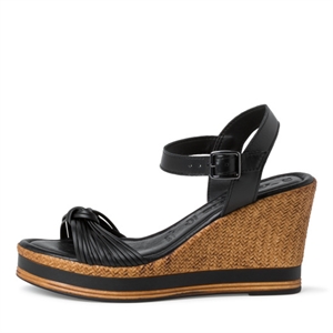 Tamaris Black Wedge Heeled Women's Shoes - 1-28342-28 001 