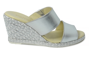 Silver Espadrille Mule Wedge Heel Women's Shoe Footsie CS18.50.047