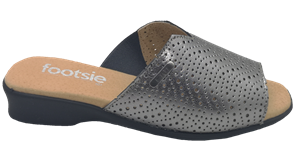 Pewter Block Heel Mule Women's Shoes - Footsie 6544 MTO 