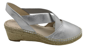Silver Espadrilles Wedge Heel Closed-Toe Women's Shoes - Footsie CS19-10658