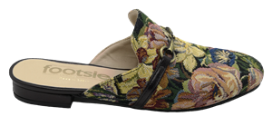  Black/Green/Yellow Block Heel Mule Women's Shoes - Footsie T3414