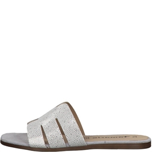 Tamaris Casual Soft Flat Leather Mules - Silver