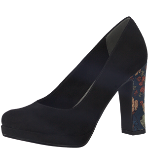 Tamaris Black Funnel Floral Heel Shoes